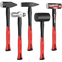 MAXPOWER 5-Piece Hammer Set - 3LB Sledge & Cross Peen, 500g